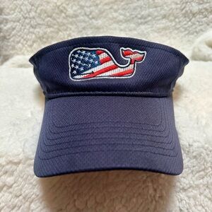 Vineyard Vines Men’s Velcro Strap Back Whale American Flag Navy Adjustable Visor
